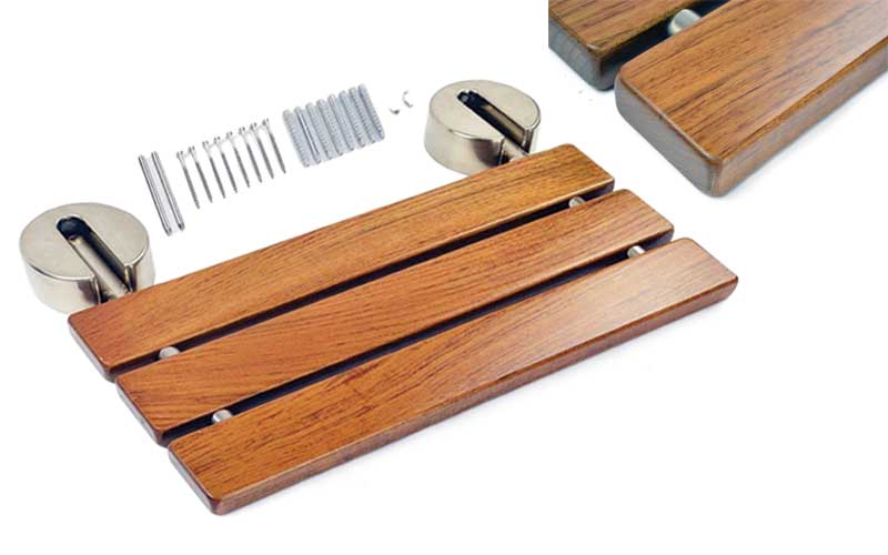 DIYHD-Modern-Teak-Wood-Folding -hower-Seat