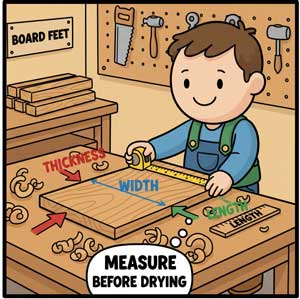 Wood Shrinkage Measurement Diagram